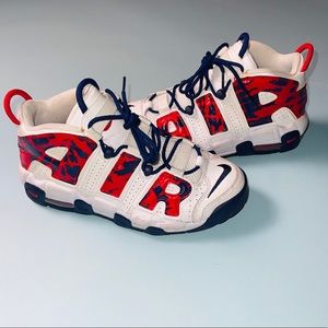 Nike Air More Uptempo White/University Red Blue • Used but good Condition